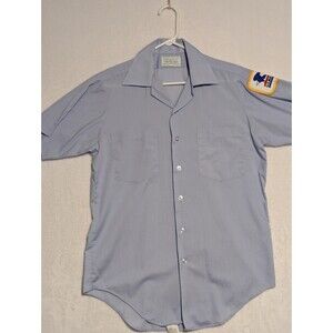 Vintage USPS Postal Service US Mail Button Shirt Adult Medium Blue Short Sleeve